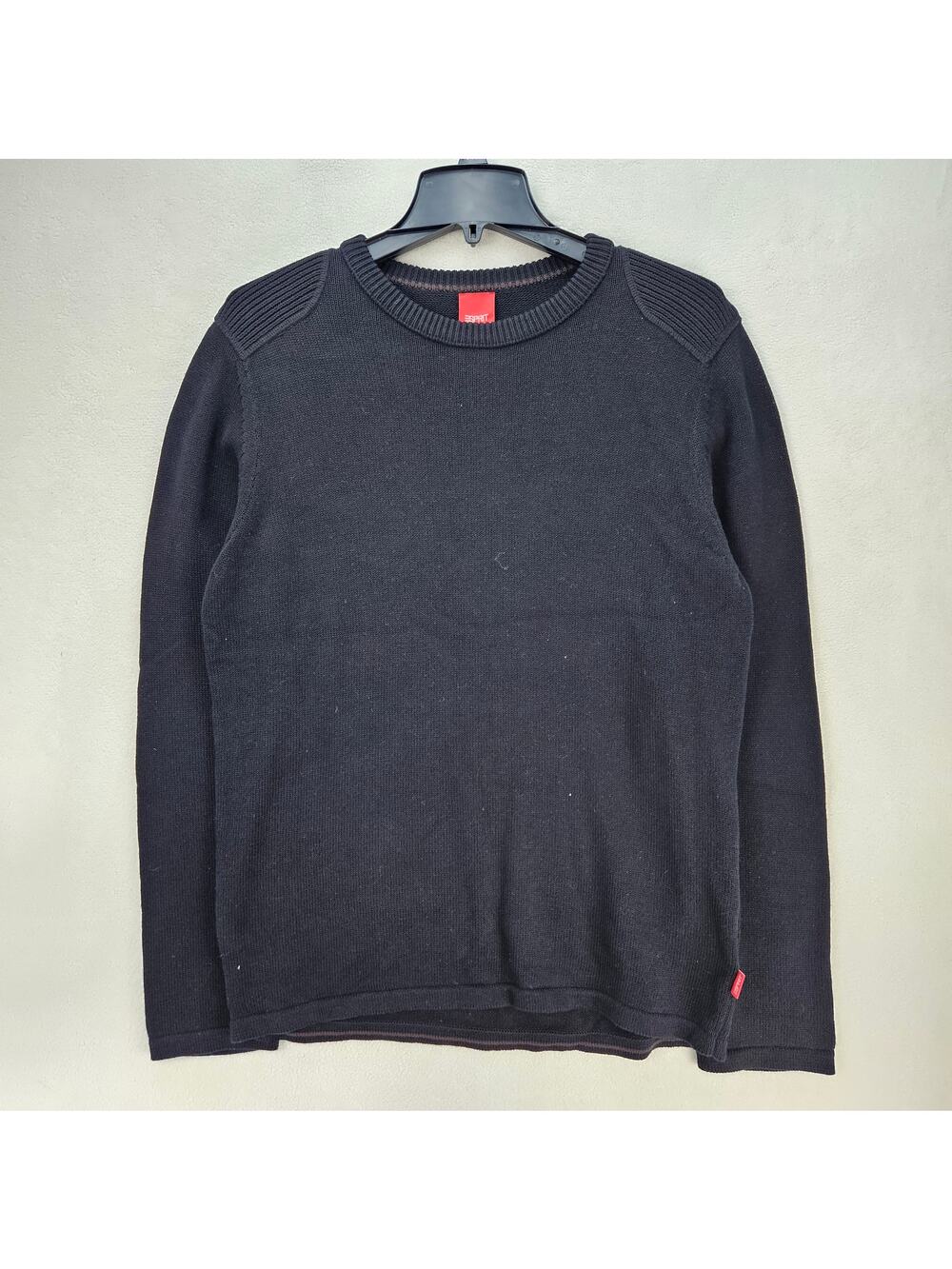 ESPRIT MEN'S MEDIUM 170/99A BLACK CREW NECK KNIT SWEATER COTTON BLEND MINIMALIST